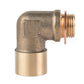 Brass 90-degree oxygen sensor elbow fitting with exposed threaded end