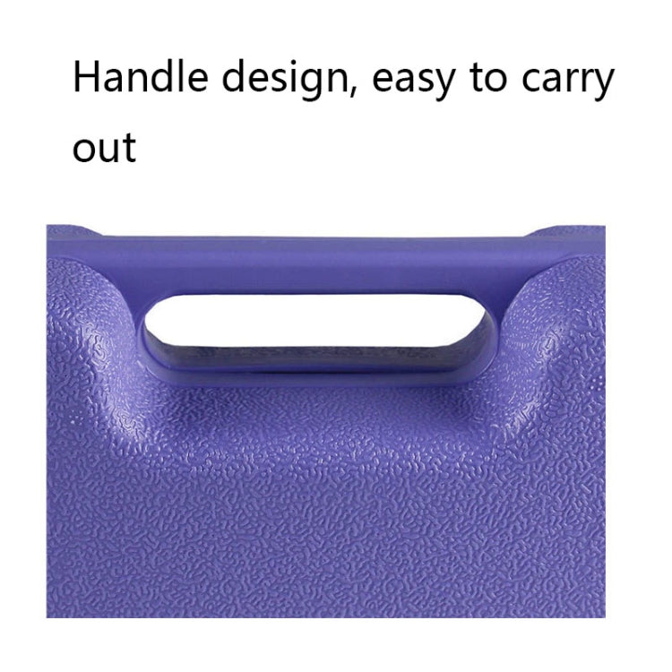 Purple storage case handle with cutout grip for easy carrying