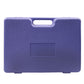 Purple storage case with carry handle slot and rectangular window panel