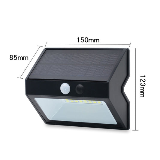 Black solar wall light with round motion sensor and front LED strip