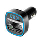 Black car MP3 Bluetooth player charger with blue-lit buttons and large LED audio display