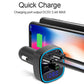 Black car MP3 Bluetooth player charger with quick charge port and glowing LED screen