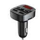 Black car MP3 Bluetooth player charger with red LED display and dual USB ports