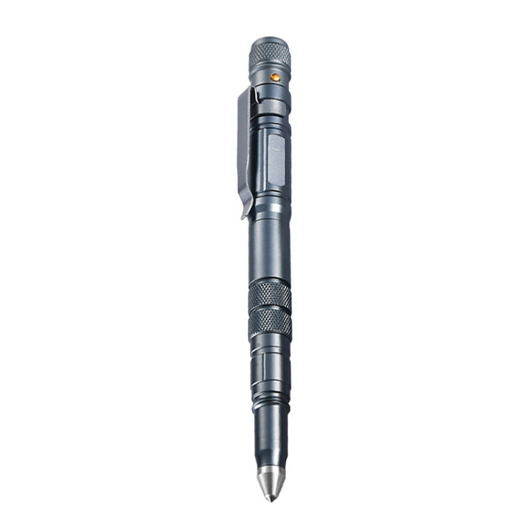 Dark grey LED self-defense window-breaking pen with textured grip and pointed tip