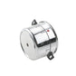 Stainless steel pressure cooker with domed lid, side handle, and timer dial