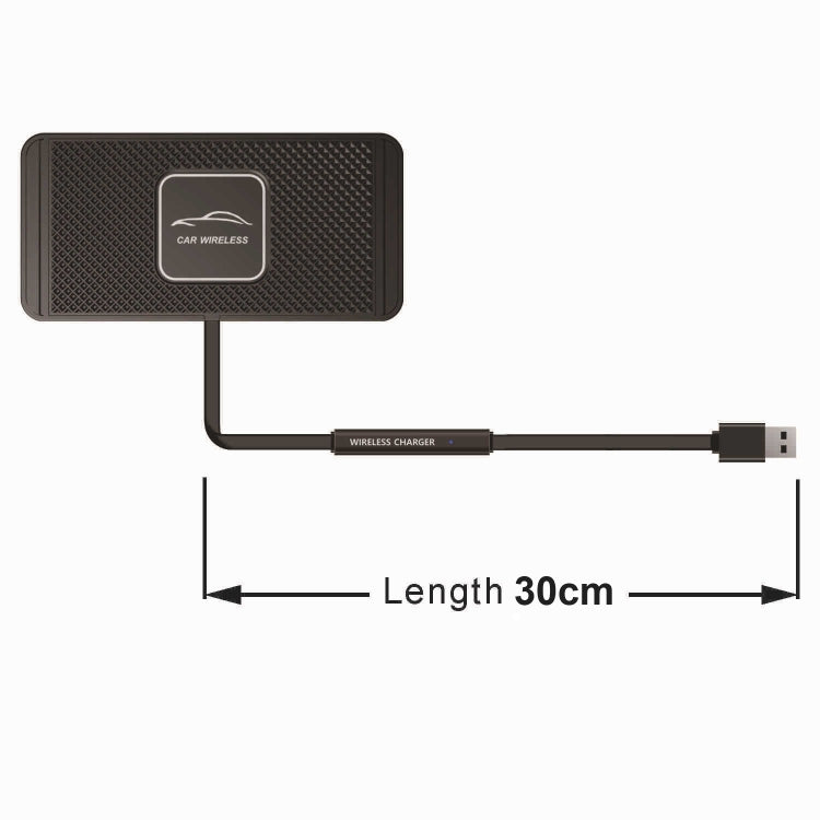 Car wireless charging pad with 30cm cable length and USB connector