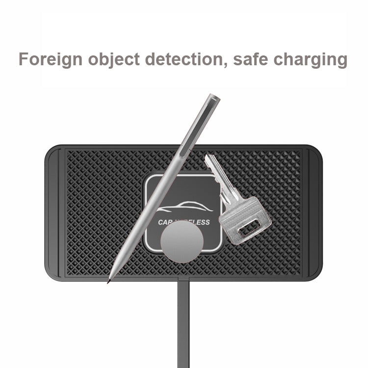 Black charging pad with textured surface and foreign object detection illustration
