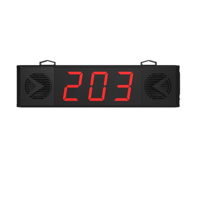 Black wireless meal caller display with red 203 digits and side speaker grills