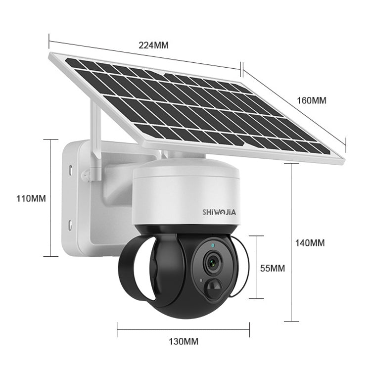 Solar dome security camera with wall mount bracket and rotating black lens module, 130mm