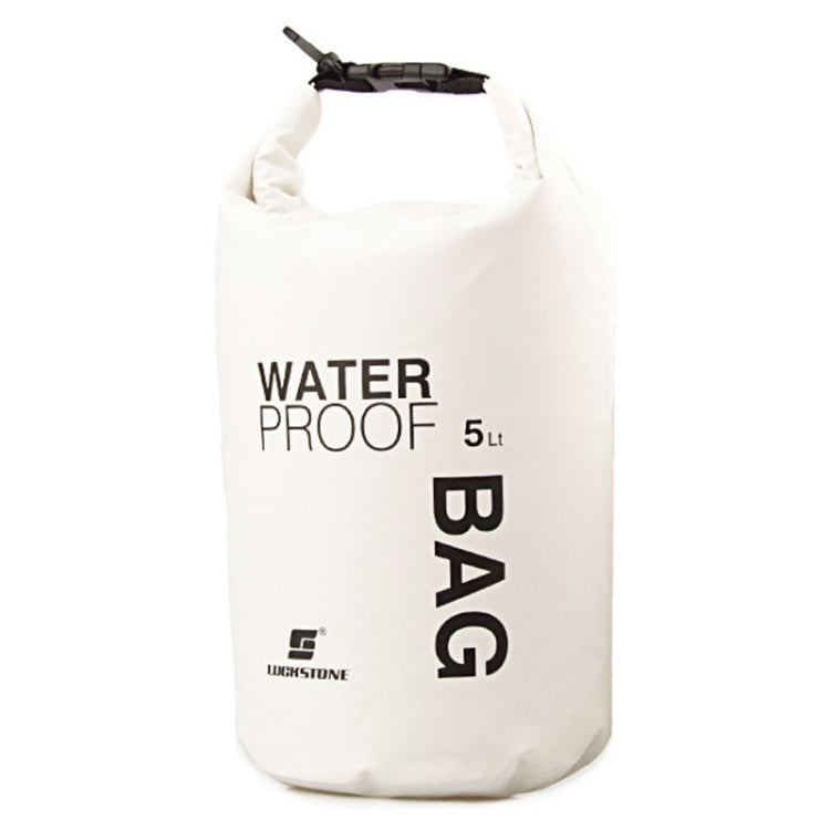 5L waterproof dry bag, white roll-top with buckle closure