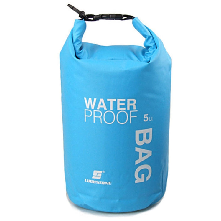 5L waterproof dry bag, blue roll-top with buckle closure