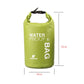 5L waterproof dry bag, green, with size diagram for length and width
