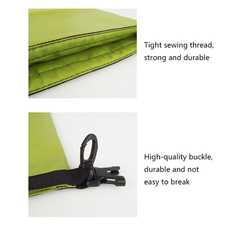 Green waterproof dry bag close-up, reinforced stitching and durable seams