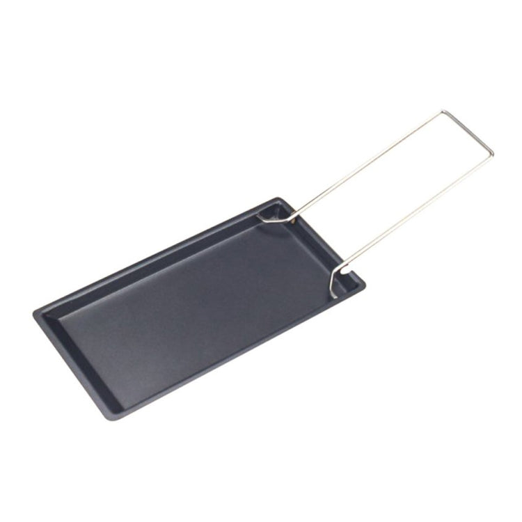 Mini cheese grill with dark tray and silver steel handle