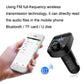 Bluetooth car MP3 receiver with blue LED display, buttons, and dual USB output slots