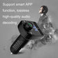Black Bluetooth car MP3 receiver with blue LED screen, control dial, and dual USB charging ports