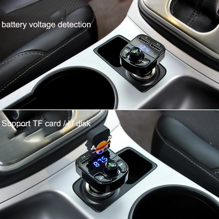 Black Bluetooth car MP3 receiver close-up installed in a car console near USB ports