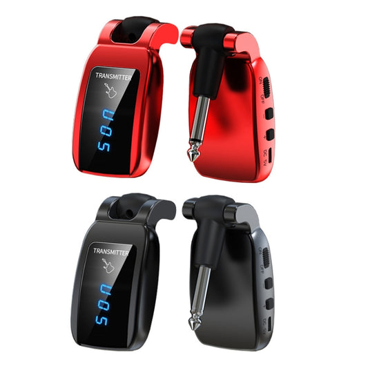 Set of red and black wireless 6.35mm guitar transmitter and receiver adapters