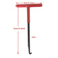 Motorcycle exhaust spring hook tool with red handle, black shaft, curved hook