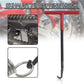 Exhaust pipe spring hook tool with red handle and black shaft for spring installation