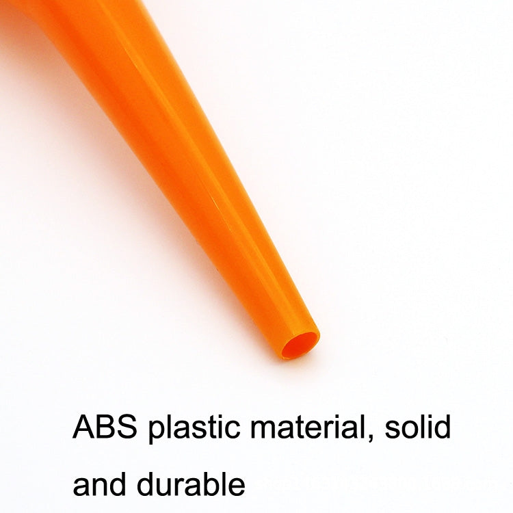 Orange plastic funnel spout with solid tubular end