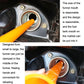 Orange funnel placed into metal fuel filler opening