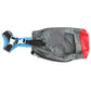 Gray pet protection bag with blue mesh strap, black webbing, and red end