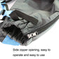 Gray mesh pet protection bag with side zipper opening and black pull tab