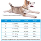 Pet protection bag size chart for XS–XXL with weight and length
