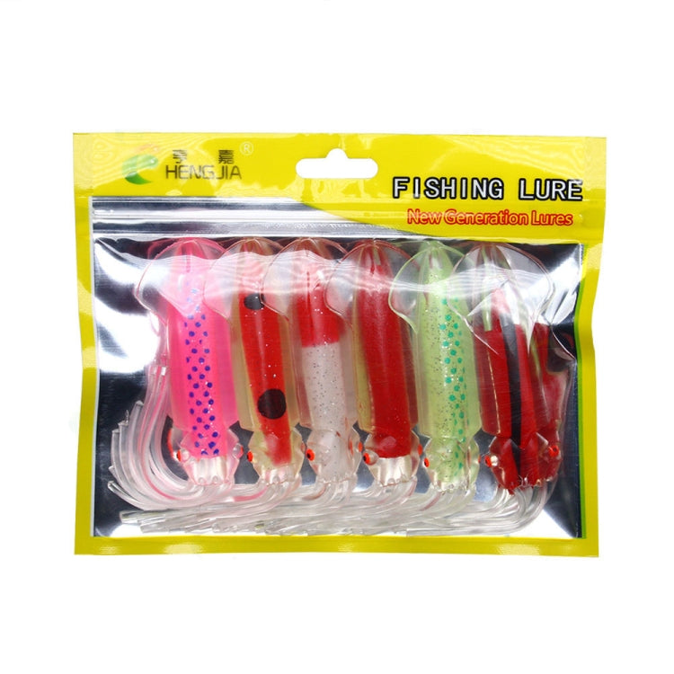 HENGJIA Fishing Lure blister pack with assorted octopus-style lures, 6 pcs