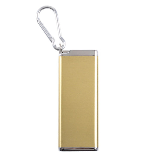 Gold portable cigarette case with hinged lid and carabiner-style keyring