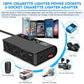 Black 3-socket cigarette lighter power adapter with USB ports and red rocker switch