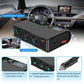 Black 3-socket car adapter with independent switch, USB ports, and cigarette lighter plug