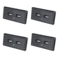 Dual USB car charger panel with red, blue, and green indicator lights