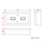 Dual USB car charger panel dimensions diagram with mm measurements