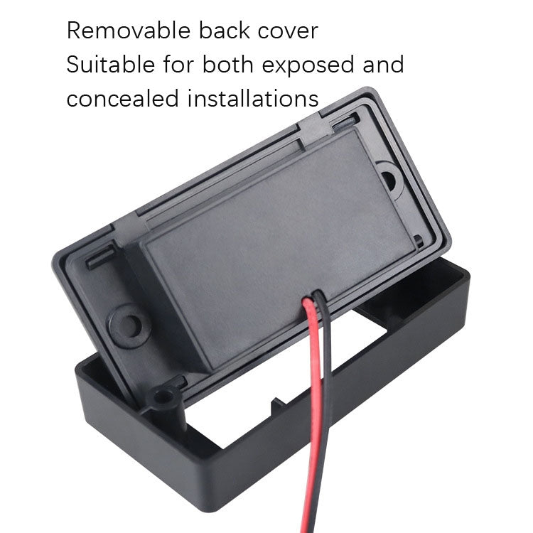 Dual USB car charger panel with removable back cover and red wiring