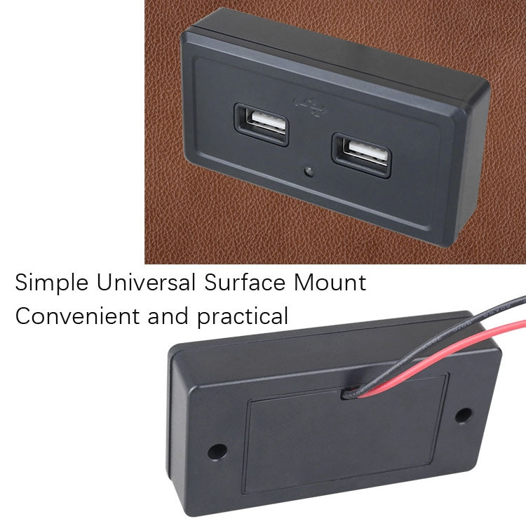 Dual USB car charger panel with two ports for simple universal surface mount
