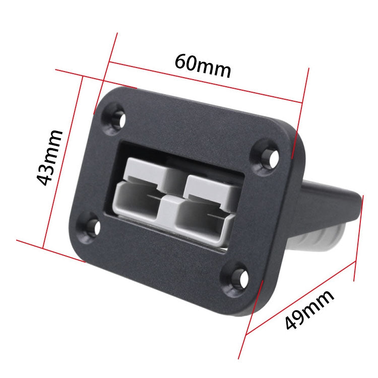 Black dual battery charging connector with dual rectangular openings and side plug
