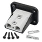 Black connector housing with white dual terminal block and included screw set