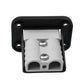 White dual terminal block insert inside black connector socket frame