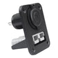 12V marine cigarette lighter panel plug with spring terminals and mounting plate, black