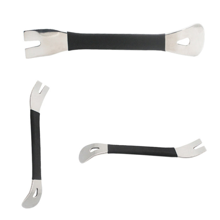 Set of two car door panel trim removal tools with black handles and stainless steel ends
