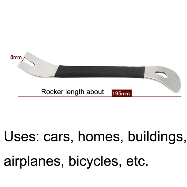 Car trim removal tool with curved black grip and stainless steel pry fork tips