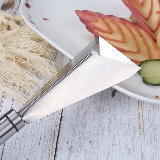 Stainless steel carving knife with angled triangular blade