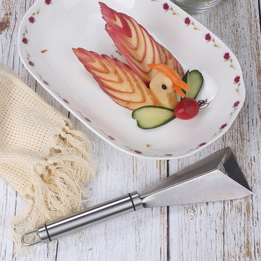 Stainless steel fruit carving knife with barrel handle and hanging loop