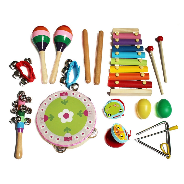 Kids Orff percussion set: xylophone, tambourine, maracas, egg shakers, bell clappers