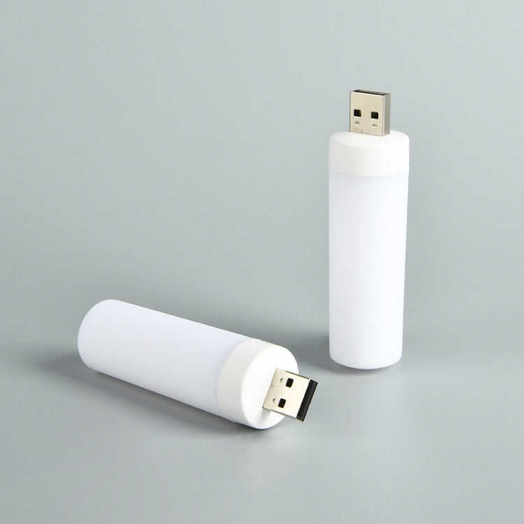 Two white USB LED candle flame lamps with short plug-in bases