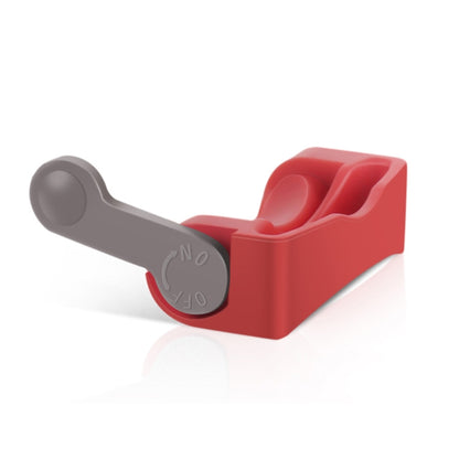 Red and gray power button trigger lock, two-piece set with curved handle