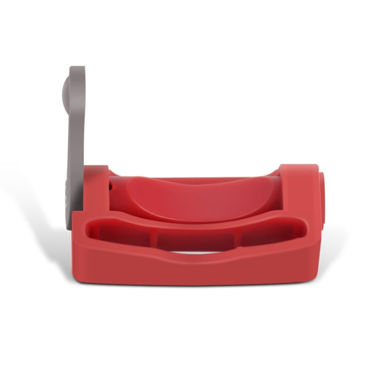Red base power button trigger lock with gray side support clip