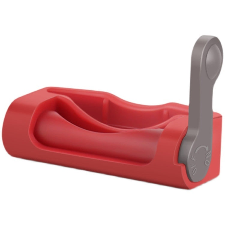 Red trigger lock pad with gray mounting tab, rounded channel design